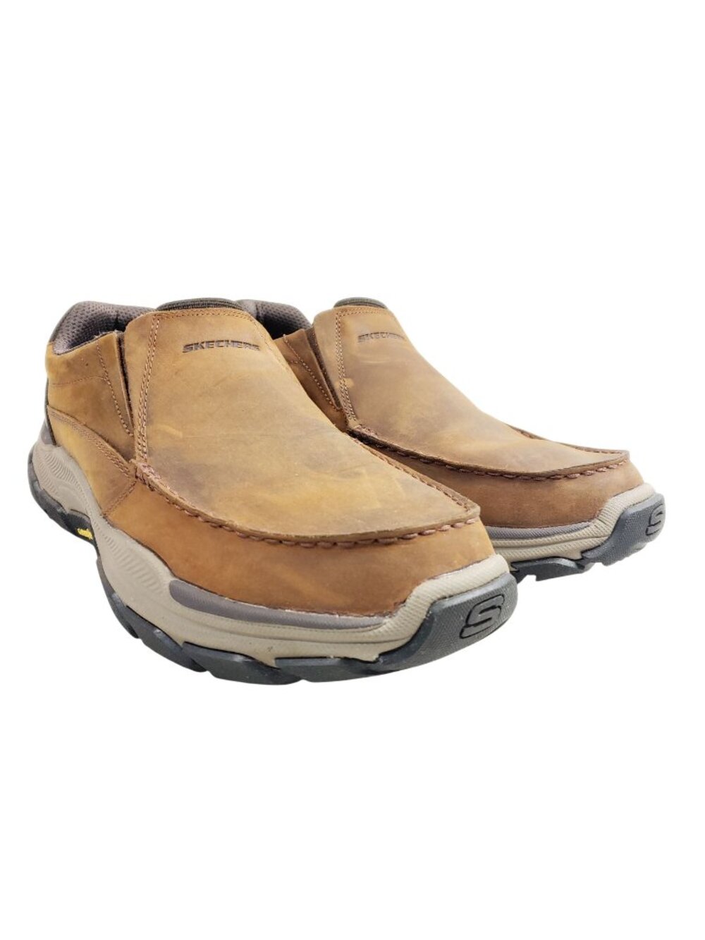 Skechers Men Size 12 Arch Fit Slip-On Brown Leather Shoes